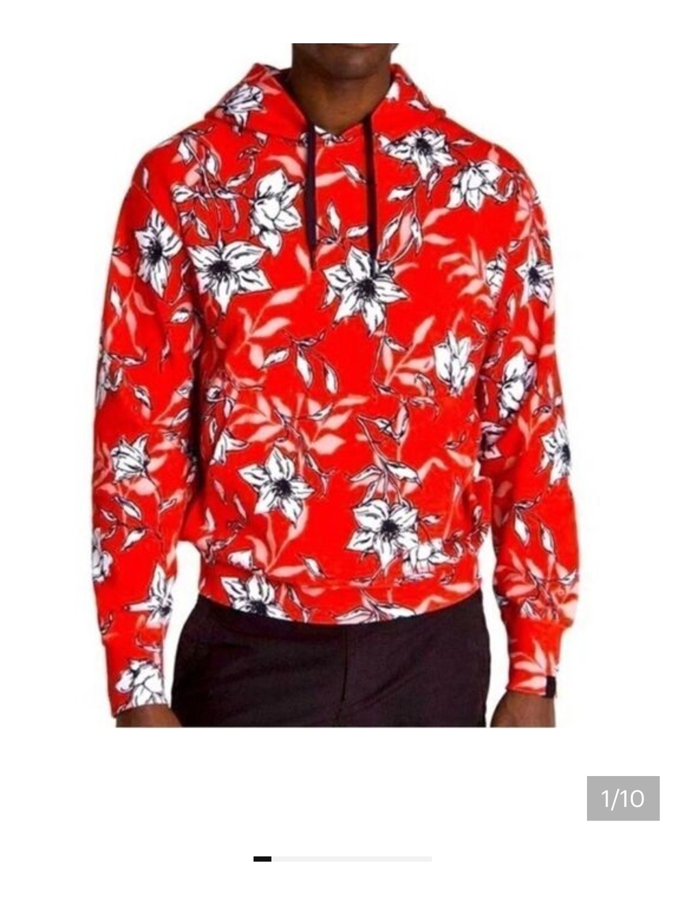 Rag & Bone Red Floral Hooded Sweatshirt